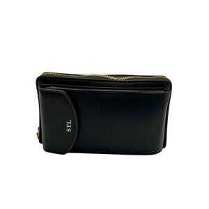 STL Black Vegan Leather Crossbody Clutch Wallet